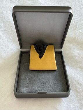 Rosenthal Studio Linie German 
Vintage Gold and Black Enamel Square Brooch